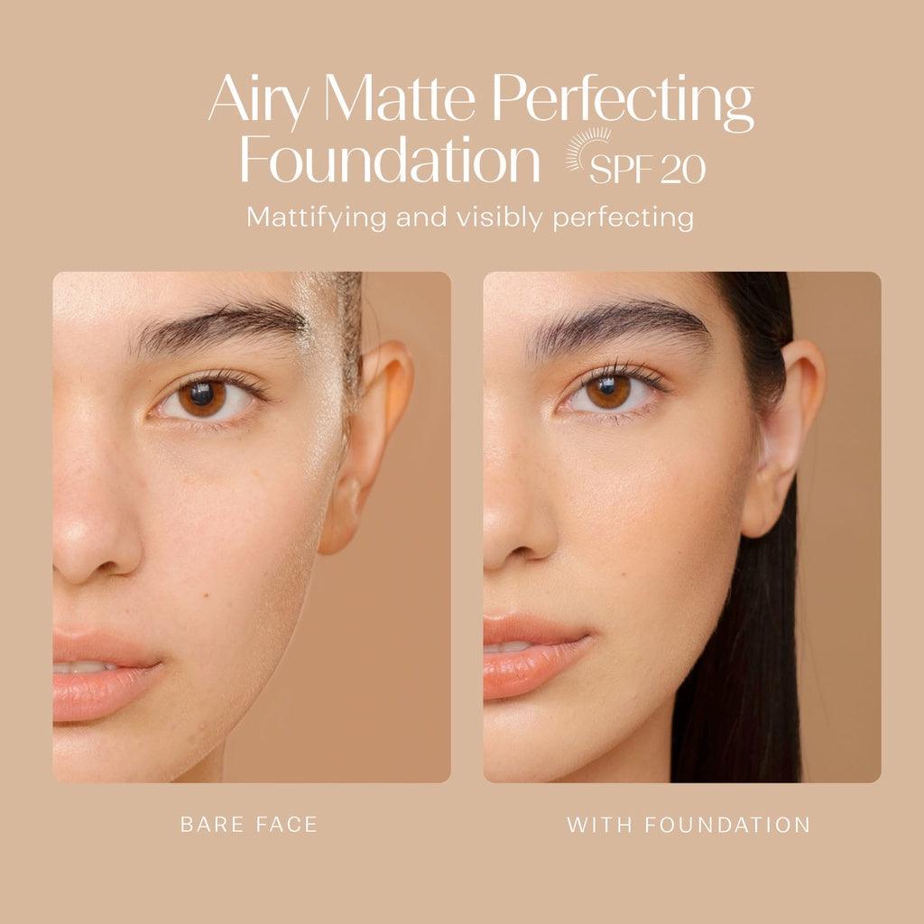 blk Cosmetics Airy Matte Perfecting Foundation SPF20 in Chestnut (Powder + Brush Set) blk Cosmetics
