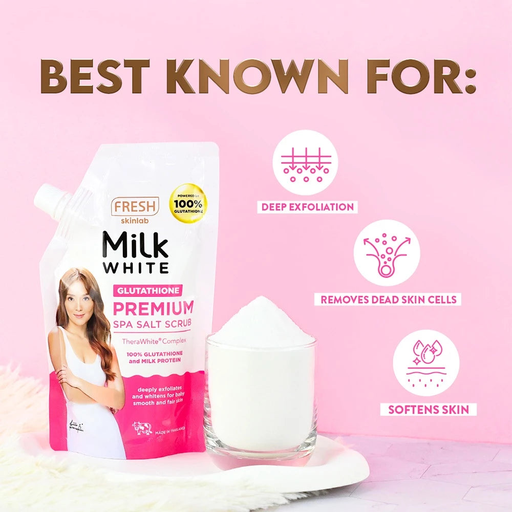 Milk White Glutathione Premium Spa Salt Scrub 350g