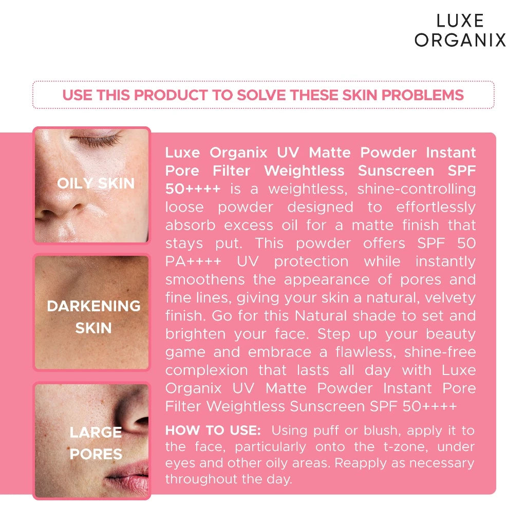 UV Matte Powder Instant Pore Filter Weightless Sunscreen SPF50