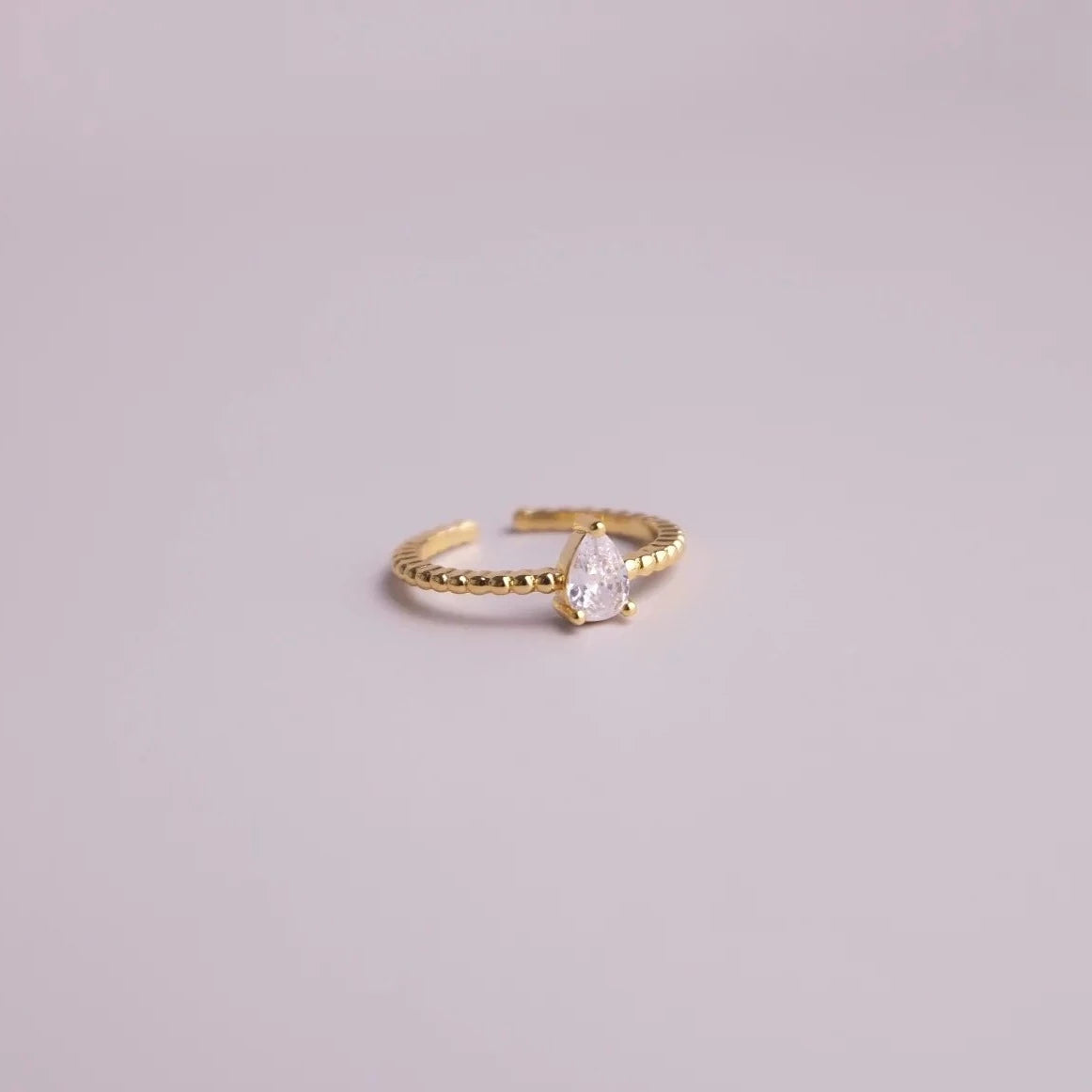 Kirby Pear Ring in Clear White