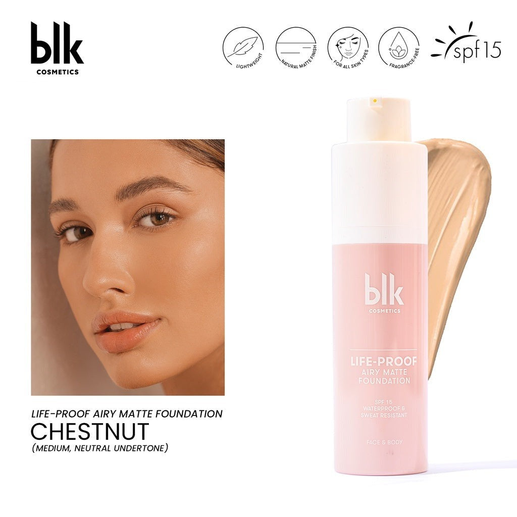 blk Cosmetics Life-Proof Airy Matte Foundation in Chestnut