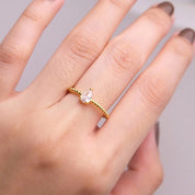 Kirby Pear Ring in Clear White