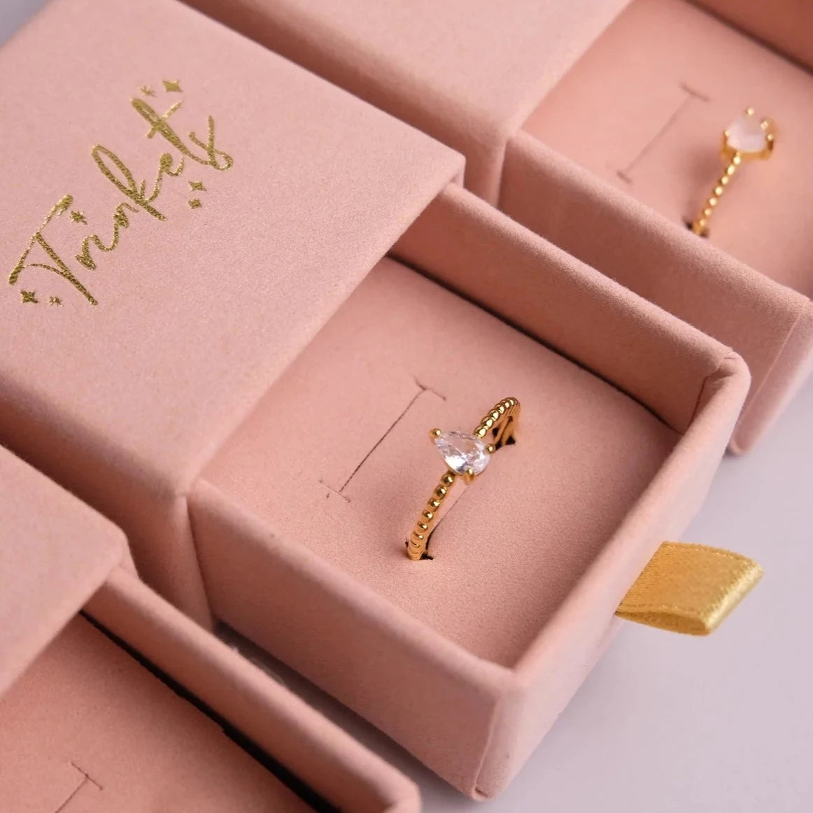 Kirby Pear Ring in Clear White