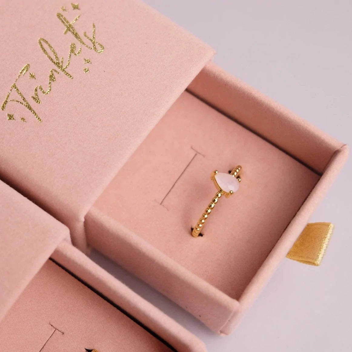 Kirby Pear Ring in Milky Pink