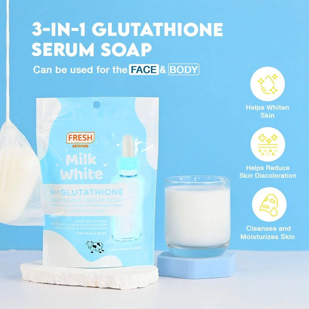 Fresh Skinlab Milk White 3-in-1 Glutathione Serum Soap 100g - cosy australia shop cosy Fresh Skinlab Milk White 3-in-1 Glutathione Serum Soap 100g - cosy australia shop cosy