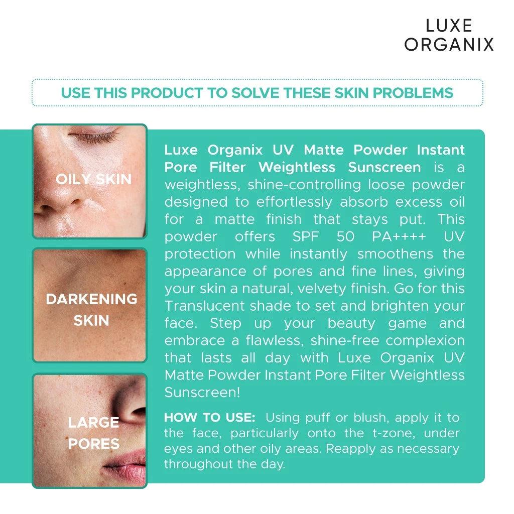 UV Matte Powder Instant Pore Filter Weightless Sunscreen SPF50